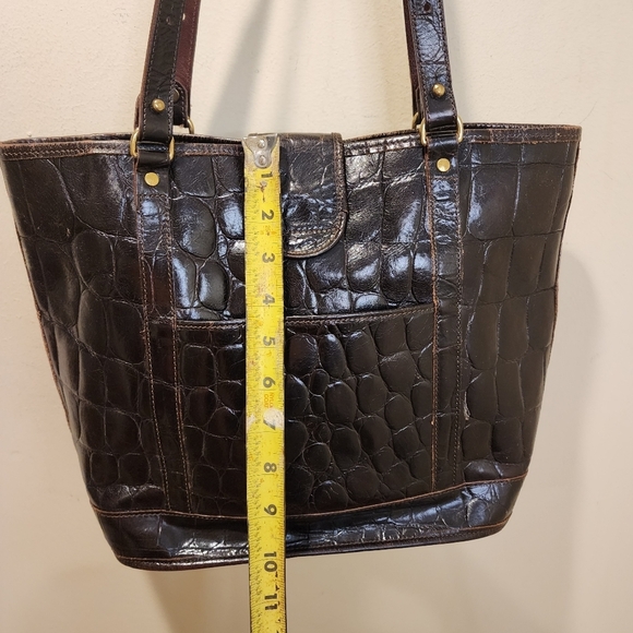 BRAHMIN Brown  Anywhere Melbourne croc embossed leather Shoulder  Tote Bag - Picture 10 of 16